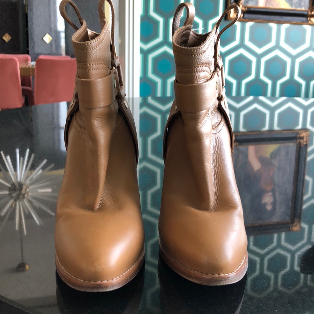 Jimmy choo 5 inch leather tan booties size 37
